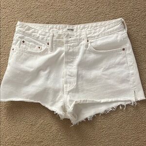 GRLFRND White Jean Shorts High-Waisted Frayed Hem